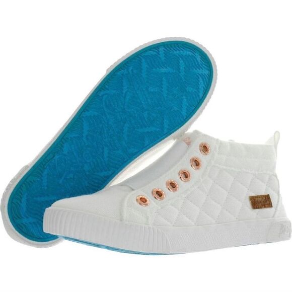 NWT Blowfish Malibu Frazz White Quilted Mid-Hi Top Sneakers elastic for easy on - Picture 1 of 16